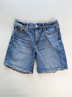 American‎ Eagle Denim Bermuda Shorts, Blue Jean, Distressed, Mid Rise, Y2K 26"